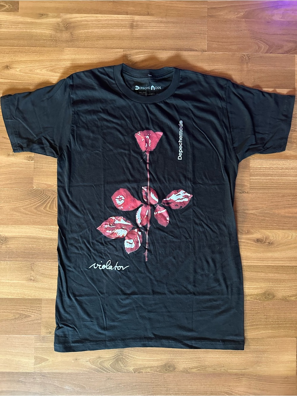 Hot Topic Black Tee with Red Rose Depeche Mode Violator Graphic